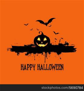 Grunge style Halloween background with pumpkin and bats