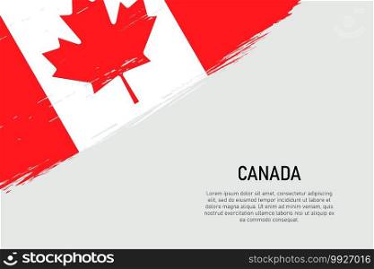 Grunge styled brush stroke background with flag of Canada. Template for banner or poster.. Grunge styled brush stroke background with flag of Canada