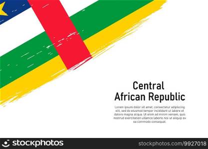 Grunge styled brush stroke background with flag of Central African Republic. Template for banner or poster.. Grunge styled brush stroke background with flag of Central Afric