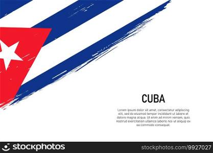 Grunge styled brush stroke background with flag of Cuba. Template for banner or poster.. Grunge styled brush stroke background with flag of Cuba