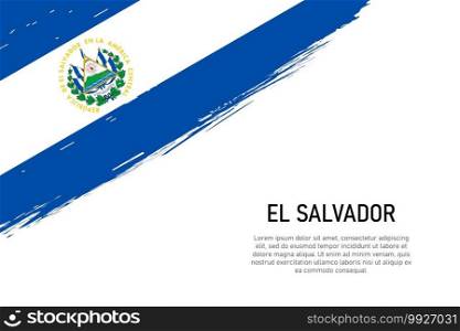 Grunge styled brush stroke background with flag of El Salvador. Template for banner or poster.. Grunge styled brush stroke background with flag of El Salvador