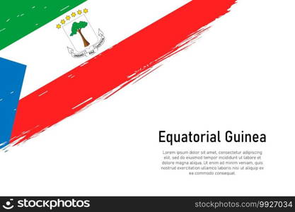 Grunge styled brush stroke background with flag of Equatorial Guinea. Template for banner or poster.. Grunge styled brush stroke background with flag of Equatorial Gu