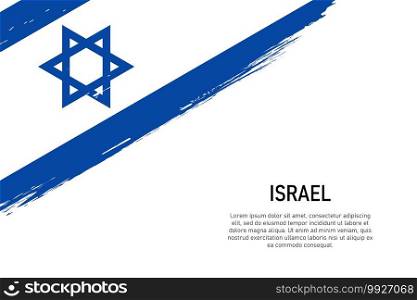 Grunge styled brush stroke background with flag of Israel. Template for banner or poster.. Grunge styled brush stroke background with flag of Israel