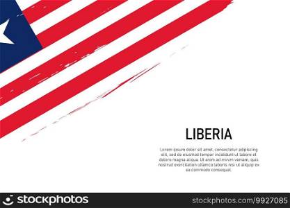 Grunge styled brush stroke background with flag of Liberia. Template for banner or poster.. Grunge styled brush stroke background with flag of Liberia