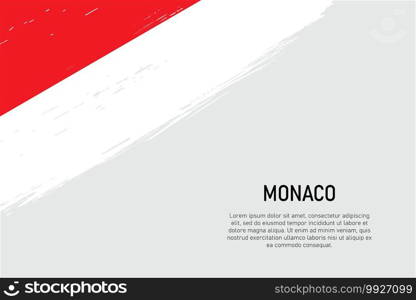 Grunge styled brush stroke background with flag of Monaco. Template for banner or poster.. Grunge styled brush stroke background with flag of Monaco