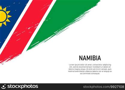 Grunge styled brush stroke background with flag of Namibia. Template for banner or poster.. Grunge styled brush stroke background with flag of Namibia