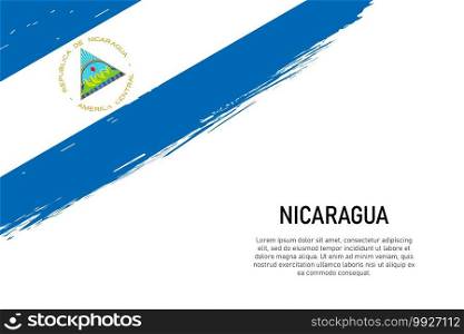 Grunge styled brush stroke background with flag of Nicaragua. Template for banner or poster.. Grunge styled brush stroke background with flag of Nicaragua