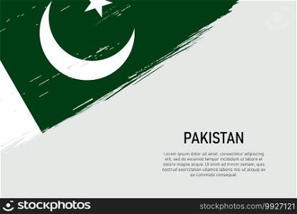 Grunge styled brush stroke background with flag of Pakistan. Template for banner or poster.. Grunge styled brush stroke background with flag of Pakistan