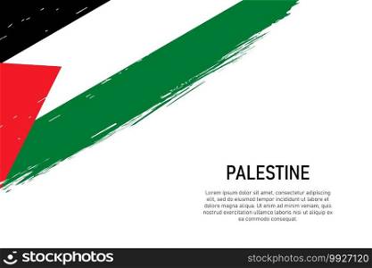 Grunge styled brush stroke background with flag of Palestine. Template for banner or poster.. Grunge styled brush stroke background with flag of Palestine