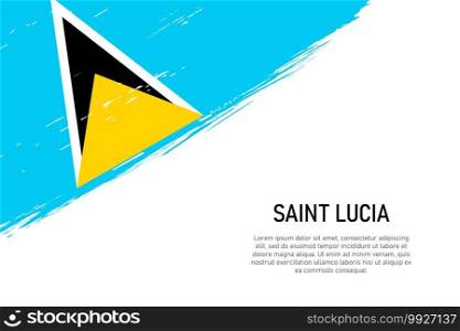 Grunge styled brush stroke background with flag of Saint Lucia. Template for banner or poster.. Grunge styled brush stroke background with flag of Saint Lucia