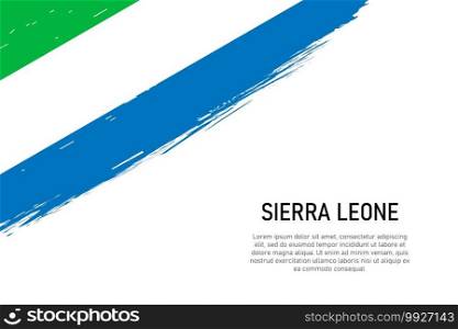 Grunge styled brush stroke background with flag of Sierra Leone. Template for banner or poster.. Grunge styled brush stroke background with flag of Sierra Leone