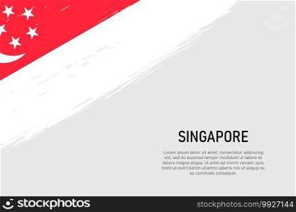 Grunge styled brush stroke background with flag of Singapore. Template for banner or poster.. Grunge styled brush stroke background with flag of Singapore