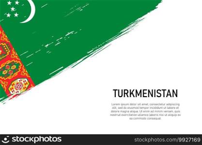 Grunge styled brush stroke background with flag of Turkmenistan. Template for banner or poster.. Grunge styled brush stroke background with flag of Turkmenistan