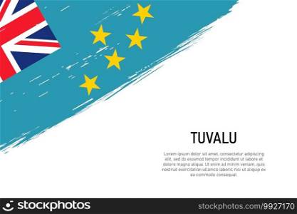 Grunge styled brush stroke background with flag of Tuvalu. Template for banner or poster.. Grunge styled brush stroke background with flag of Tuvalu