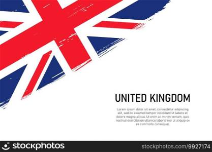 Grunge styled brush stroke background with flag of United Kingdom. Template for banner or poster.. Grunge styled brush stroke background with flag of United Kingdo