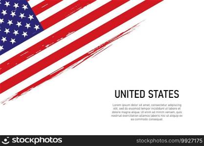Grunge styled brush stroke background with flag of United States. Template for banner or poster.. Grunge styled brush stroke background with flag of United States
