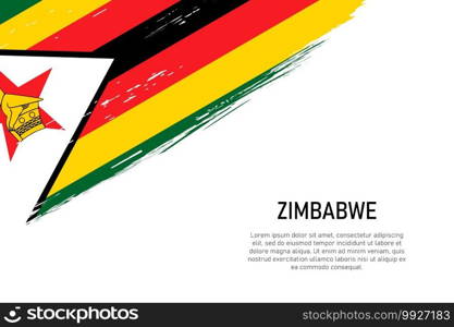 Grunge styled brush stroke background with flag of Zimbabwe. Template for banner or poster.. Grunge styled brush stroke background with flag of Zimbabwe