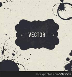 Grunge styled vector design template. Monochrome card design withspace for text. Grunge card with round stains