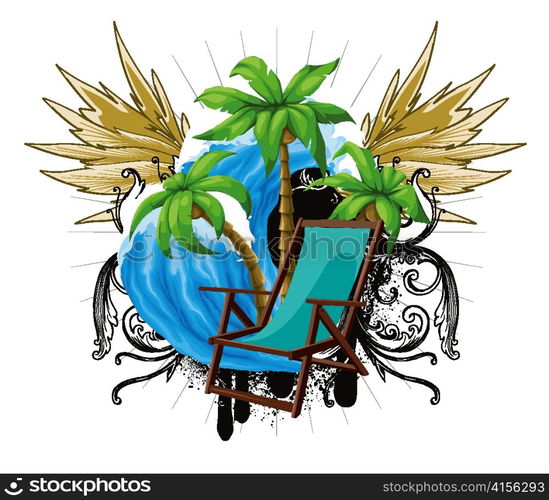 grunge summer emblem vector illustration