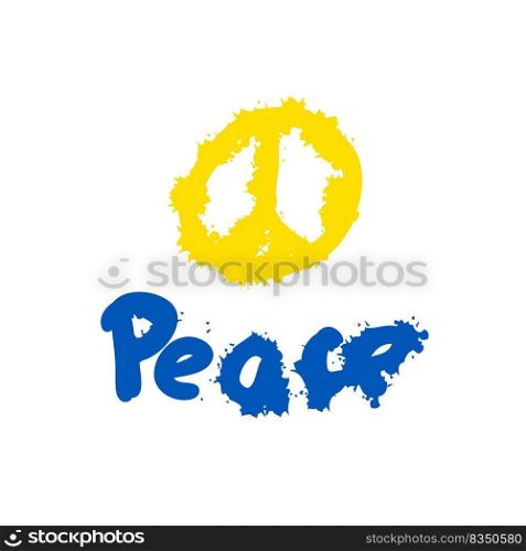 Grunge symbol of peace slogan print in 1970s graffity style. Perfect for T-shirt, sticker, poster. Hand drawn isolated vector illustration for decor and design.