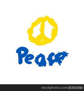 Grunge symbol of peace slogan print in 1970s graffity style. Perfect for T-shirt, sticker, poster. Hand drawn isolated vector illustration for decor and design.