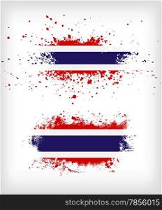Grunge Thai ink splattered flag vectors