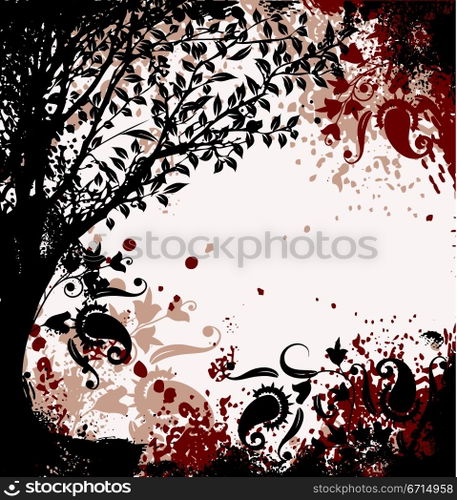 Grunge tree background, vector