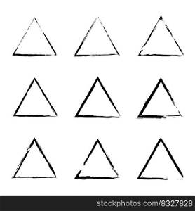 grunge triangle in hand drawn style. Brush triangles. Vector illustration. stock image. EPS 10.. grunge triangle in hand drawn style. Brush triangles. Vector illustration. stock image. 