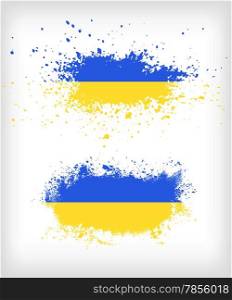 Grunge Ukrainian ink splattered flag vectors