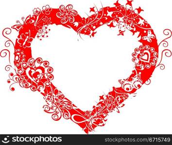 Grunge valentine frame, heart, vector