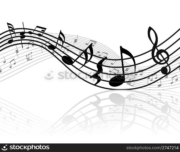 Grunge vector musical notes background for design use