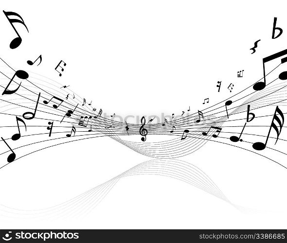 Grunge vector musical notes background for design use