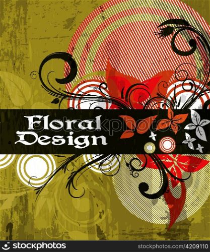 grunge vintage floral background vector illustration