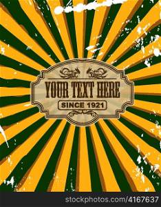 grunge vintage label with rays background vector illustration