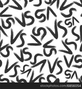 Grunge VS letters seamless pattern. Grunge letters seamless pattern. Vector hand writing VS or versus seamless texture