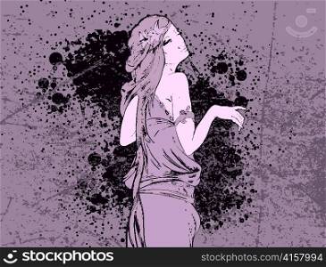 grunge wallpaper with lady vector illustration
