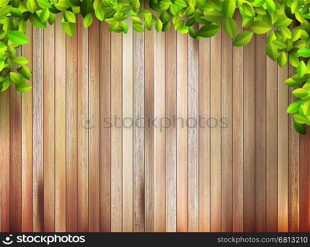 Grunge Wood Texture with leaves use for background. + EPS10 vector file