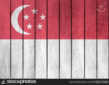 Grunge Wooden Flag Of Singapore