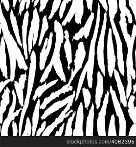 Grunge zebra skin, stripes wallpaper. Monochrome tiger skin seamless pattern. Black and white animal fur endless backdrop. Design for fabric, textile print, wrapping, cover. vector illustration.. Grunge zebra skin, stripes wallpaper. Monochrome tiger skin seamless pattern.