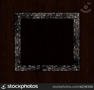 grungy banner on wooden background. Eps10 vector.