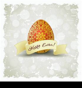 Grungy Easter Background with Decorated Egg
