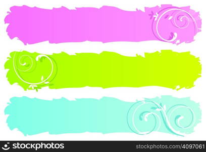 grungy floral banners, vector illustration