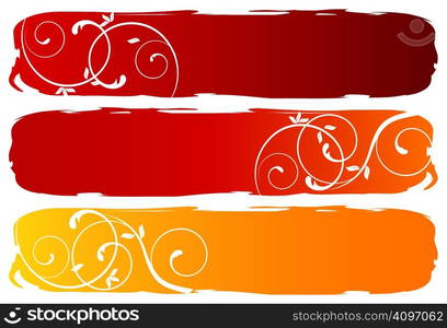 grungy floral banners, vector illustration