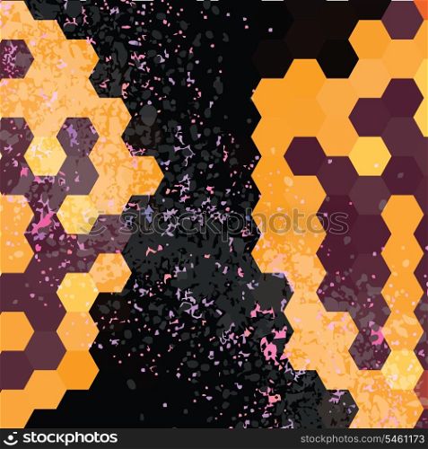 grungy hexagon frame background