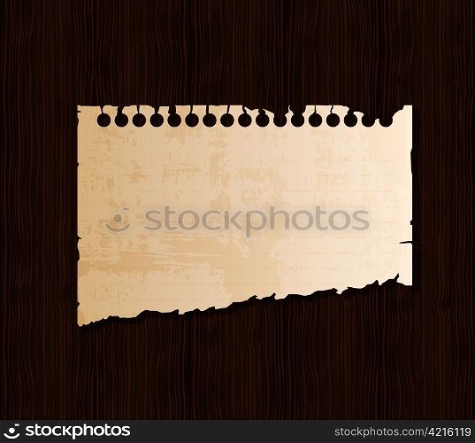 grungy paper on wood background. eps10 vector
