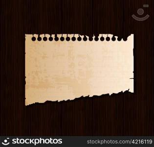 grungy paper on wood background. eps10 vector