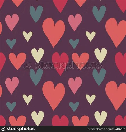 Grungy seamless vector heart pattern for valentine&rsquo;s day
