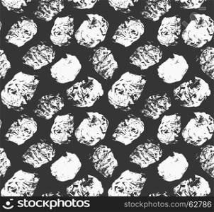 Grungy spots white on black.Hand drawn with ink seamless background.Modern hipster style design.