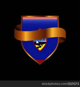 Guam flag Golden badge design vector