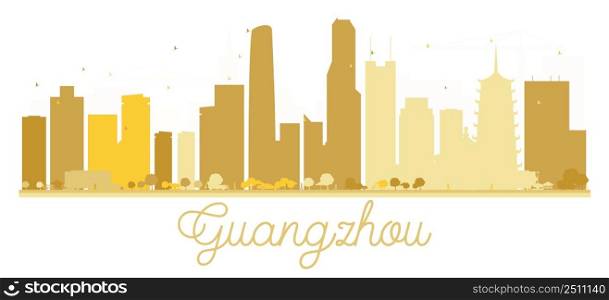Guangzhou City skyline golden silhouette. Vector illustration. Simple flat concept for tourism presentation, banner, placard or web site. Business travel concept. Cityscape with landmarks